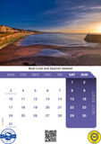 Calendar with a scenic view of Boat Cove and Dawlish Seawall at sunset.