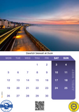 Calendar with Dawlish Seawall at Dusk scenic view and April 2023 dates.