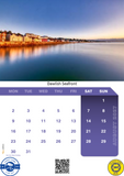 Calendar with Dawlish Seafront view and August 2023 dates