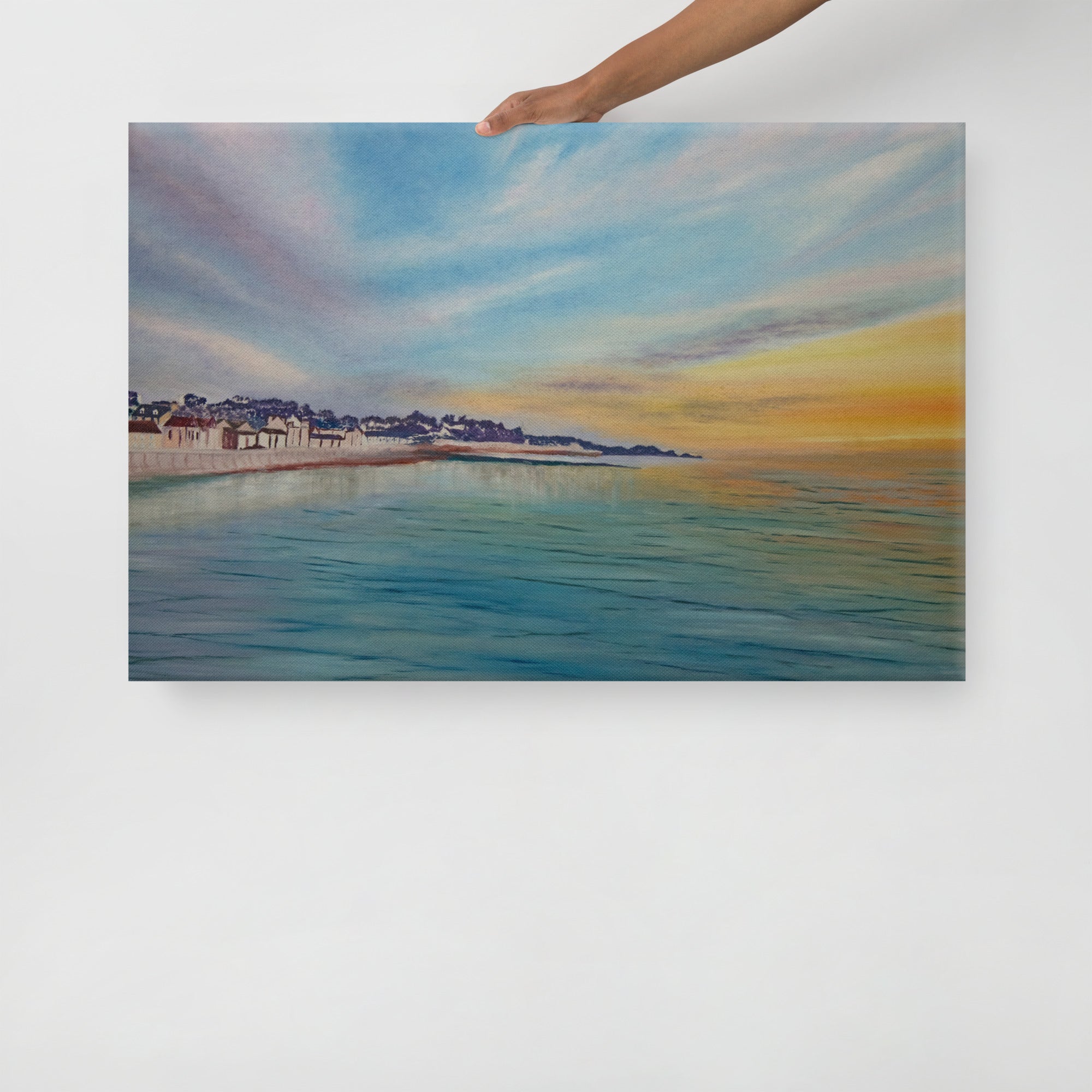 Dawlish Sea Wall at Sunrise by JacqArt - Canvas