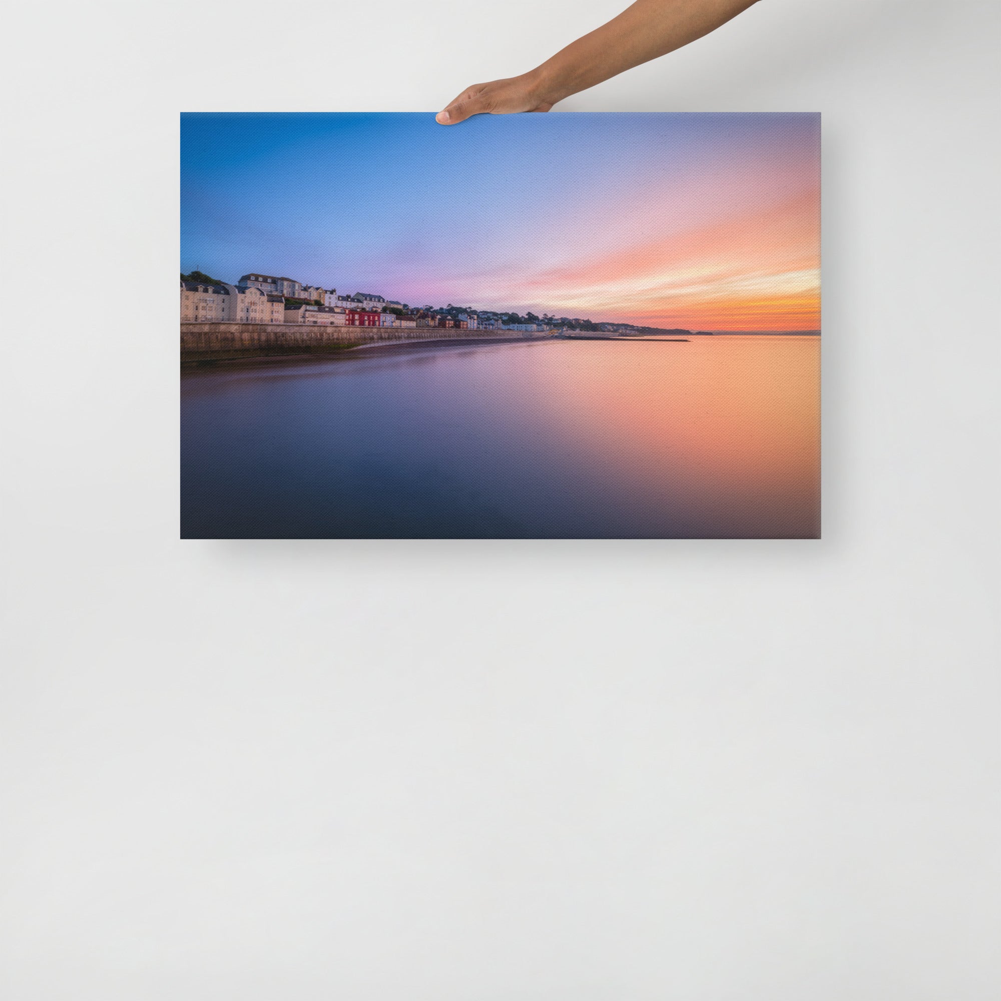 Sunrise in Dawlish Overlooking King's Walk and the new sea wall - Canvas