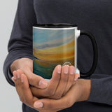 Dawlish Sea Wall at Sunrise Mug with Colour Inside by JacqArt