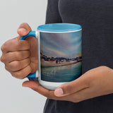 Dawlish Sea Wall at Sunrise Mug with Colour Inside by JacqArt