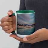 Dawlish Sea Wall at Sunrise Mug with Colour Inside by JacqArt