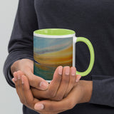 Dawlish Sea Wall at Sunrise Mug with Colour Inside by JacqArt