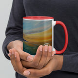 Dawlish Sea Wall at Sunrise Mug with Colour Inside by JacqArt